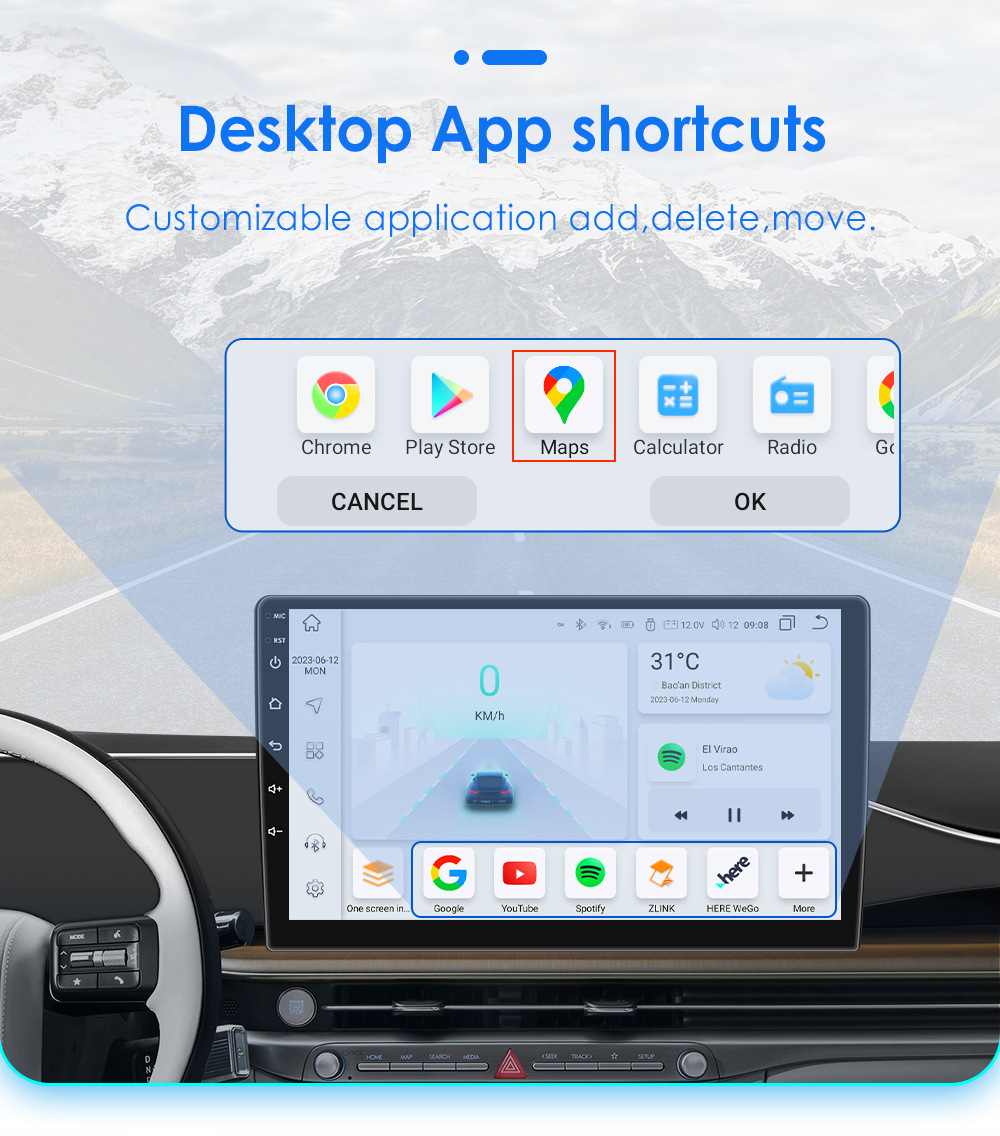 Cross-border 9-inch 10-inch universal machine Android smart car large screen navigation player reversing image all-in-one machine