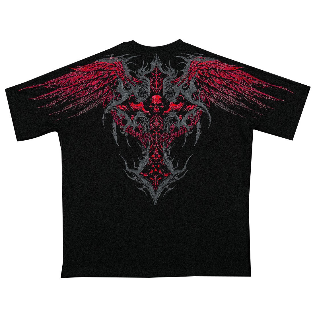 Breathedivinity's New Dark Gothic Dragon Style Loose-fit Plus-size Pure Cotton Men's Short-sleeve T-shirt 008_viptrois.com