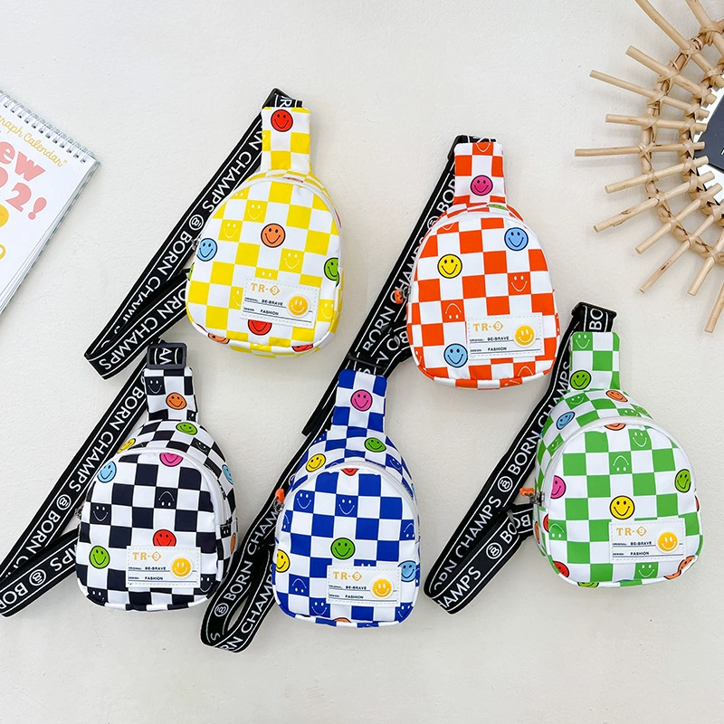 2023 Новая Детская сумка Модная маленькая нагрудная сумка через плечо для мальчиков и девочек Детская поясная сумка Легкая дорожная сумка в клетку