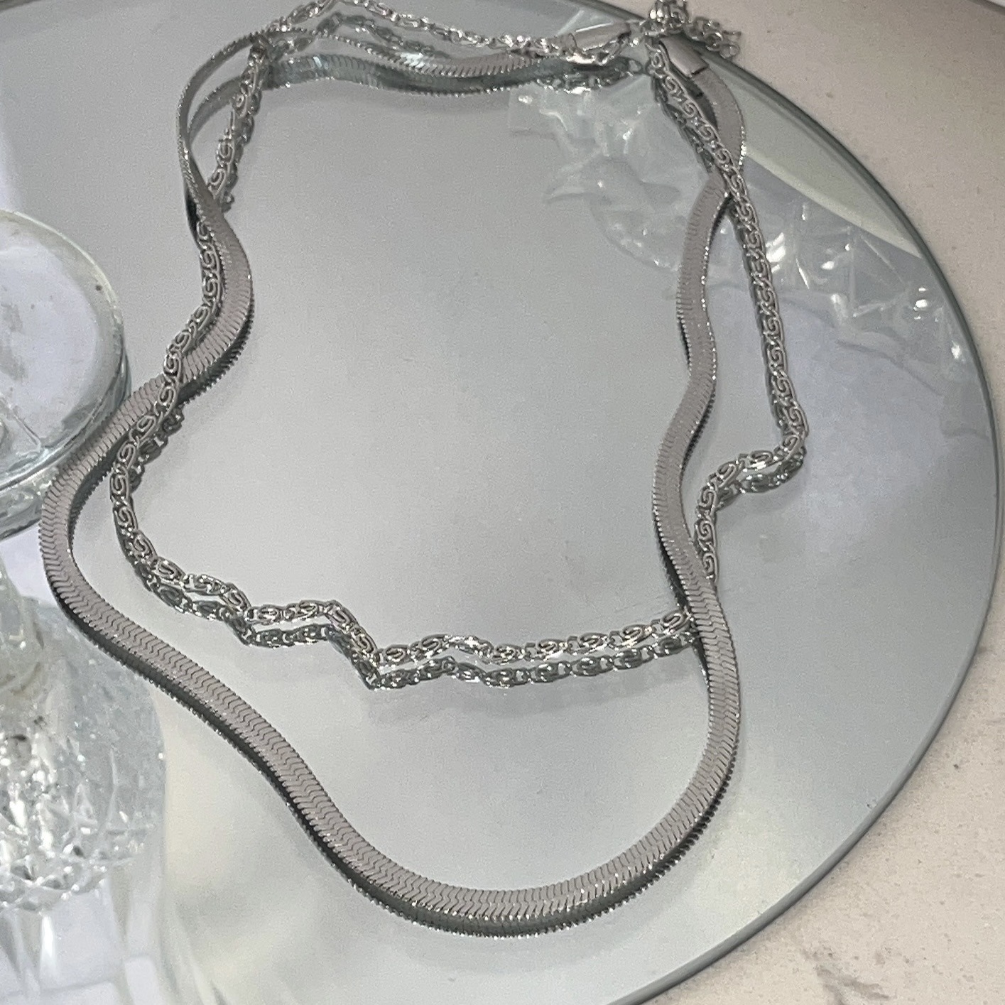 Fashion Solid Color Titanium Steel Layered Necklaces Stainless Steel Necklaces