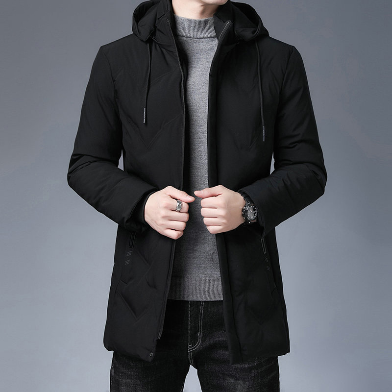 Winter New Dad Wear Men's Cotton Coat Thickeneded and Warm Middle-Aged and Elderly Business Casual Mid-Length Men's Coat