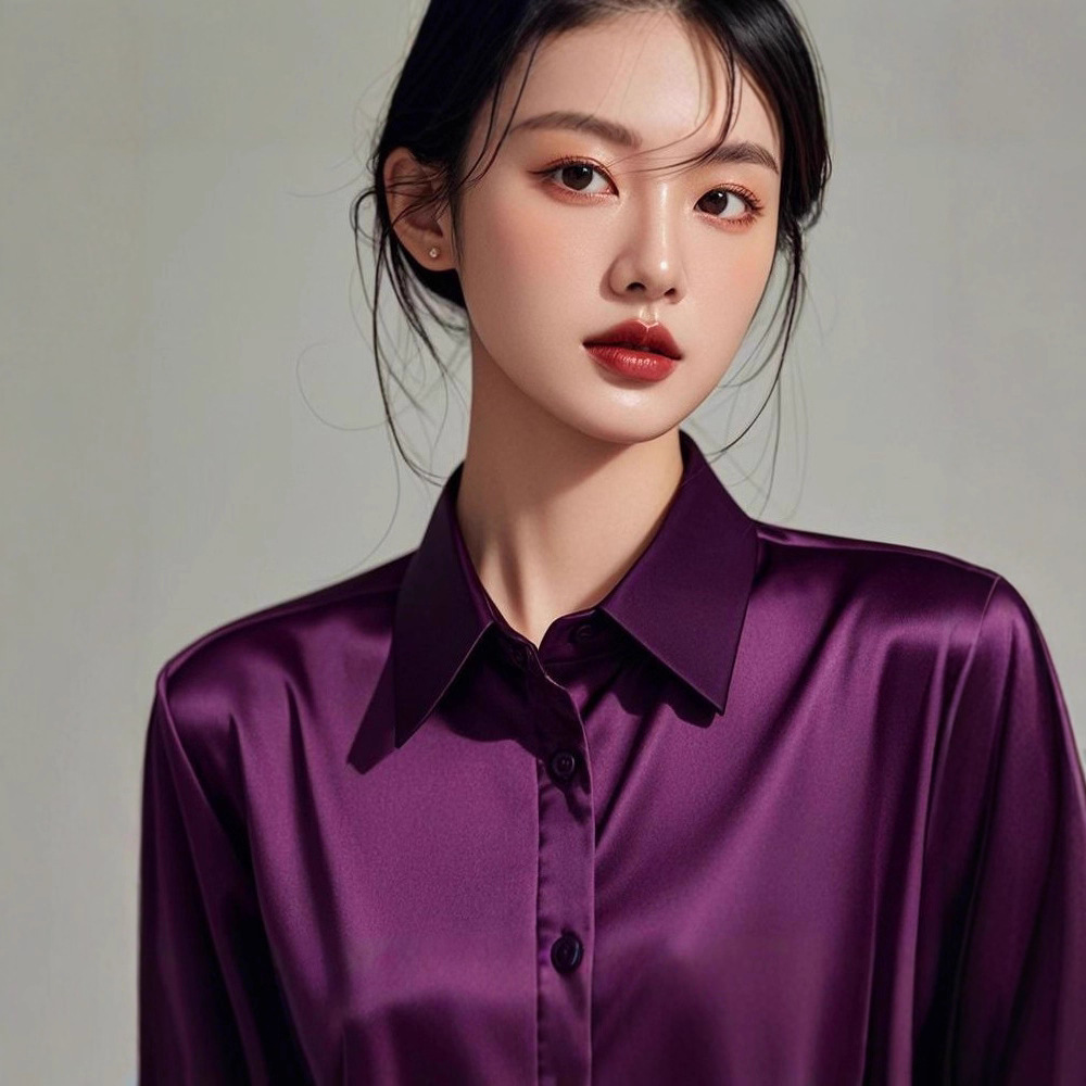2025 Autumn New High-End Professional Satin Purple Shirt For Women Long Sleeve Formal Fashion Commuting Elegant Blouse_ecoleips.com
