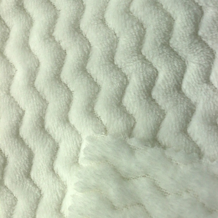 提花S波浪纹法兰绒面料涤纶288F竖抽条S提花双面法莱绒法兰绒布料