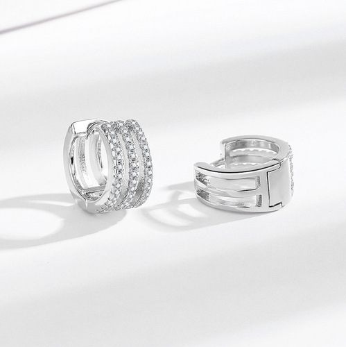 New style fresh and exquisite multi-layered hoop inlaid zircon earrings light luxury personalized ear buckle high-end golden small earrings