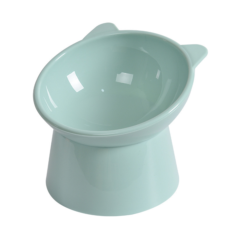Cat Bowl boca oblicua de pie alto 15 ° protección del cuello gato tazón de arroz tazón de comida para perros antidetonantes tazón de comida para gatos tazón para beber tazón de doble oreja