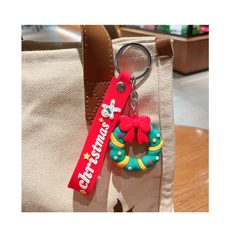 Cartoon Style Christmas Tree Bell Snowman Alloy Soft Glue Christmas Unisex Keychain display picture 2