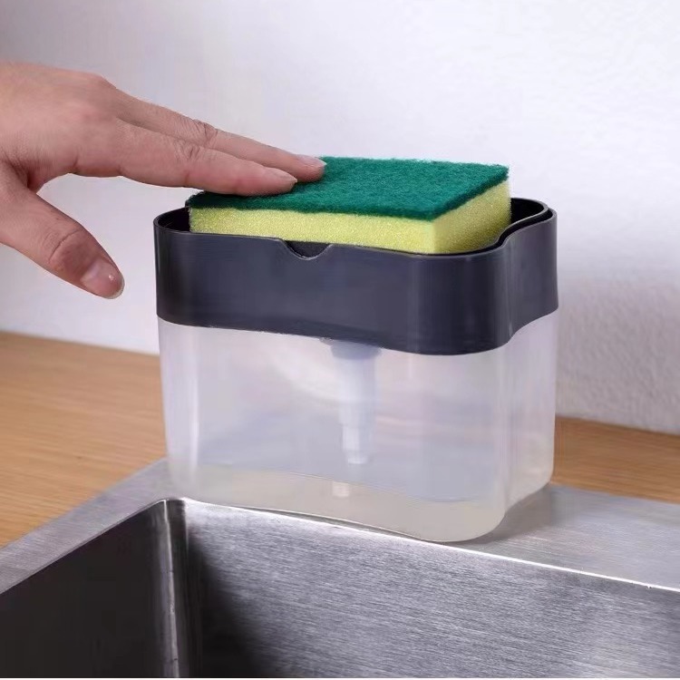 Cross-border kitchen push-type liquid-out box household scouring pad dishwashing brush automatic detergent soap box