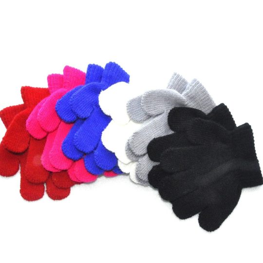 1-3 years old children winter warm monochrome five-finger small gloves kindergarten pupils warm knitted acrylic gloves