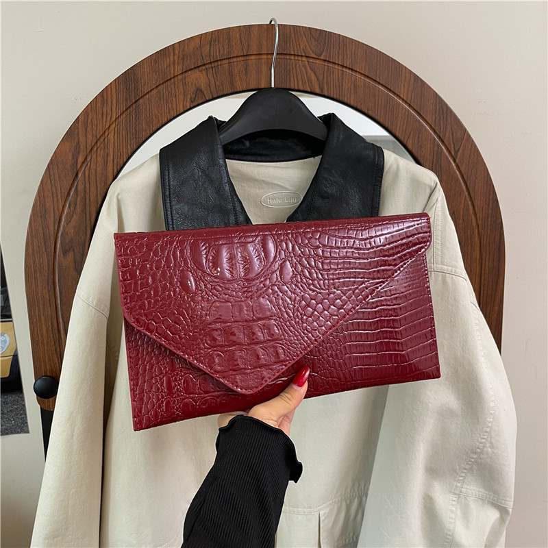 Moda de color sólido alta textura bolsa de cena de mujer nuevo otoño cocodrilo temperamento casual bolsa de mano versátil