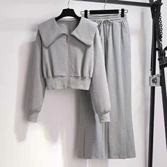 休闲运动服套装女春秋新款盐系显瘦时尚网红洋气卫衣哈伦裤两件套