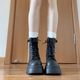 Thick-soled Martin Boots for Autumn 2024 British-style Thick-heel Simple Fashionable All-match Rear Zipper Short Boots for Women Slimming