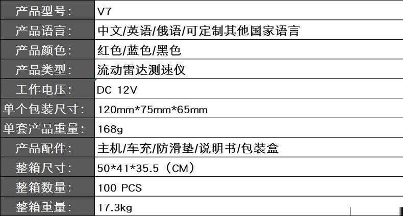 New cross-border V7 electronic dog mobile radar speed detector, car-mounted radar speed detector in Chinese, English, Russian, and Thai