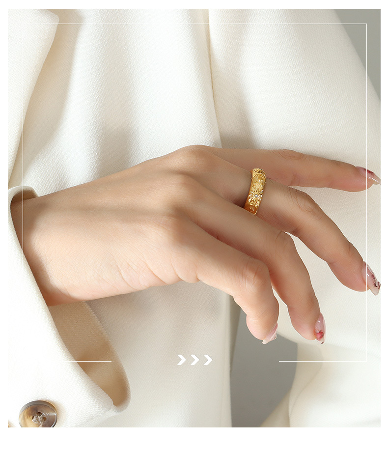 Fashion Geometric Titanium Steel Plating Zircon Rings