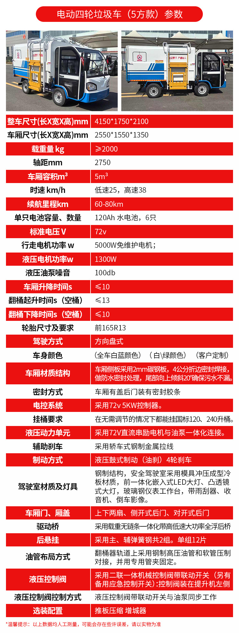 Sanitation Hanging Bin Garbage Truck, Electric Garbage Collection Vehicle, Electric Compression Garbage Transport Vehicle for Property Management, Residential Areas, and Streets