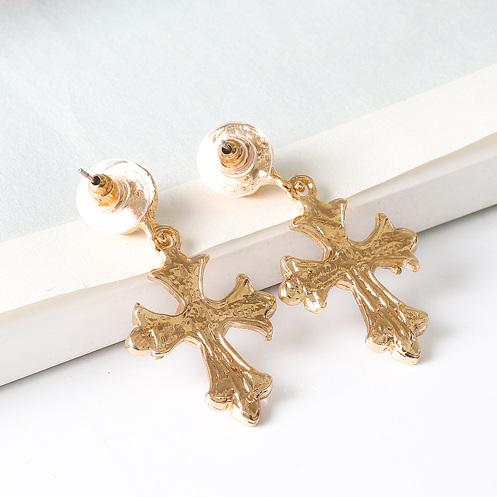 new European and American personality cross diamond earrings womenu0027s earrings wholesale