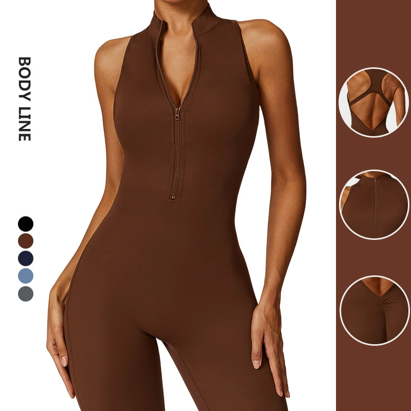 Трансграничные полые спинки йога комбинезон интенсивная тренировка бег спортивная одежда сплошной цвет йога комбинезон