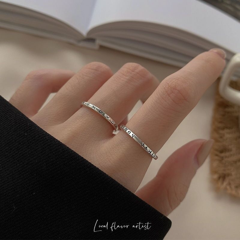 Korean style Greek ring female niche design simple ins cold style open plain ring index finger ring girlfriends ring
