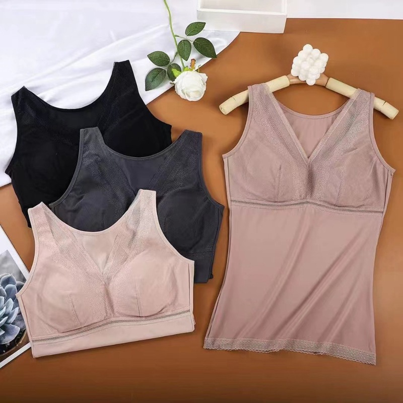 New non-printed sexy plus size wear-free bra vest belly contracting micro body shaping underwear bra one-piece bottoming vest V