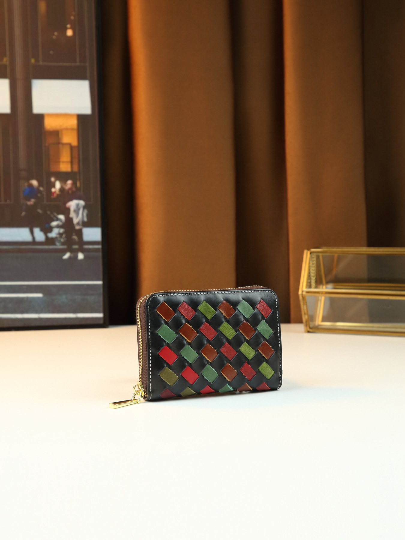 Damen Geldbörse Aus Echtem Leder Geflochten Im Retro Design_voghion.com
