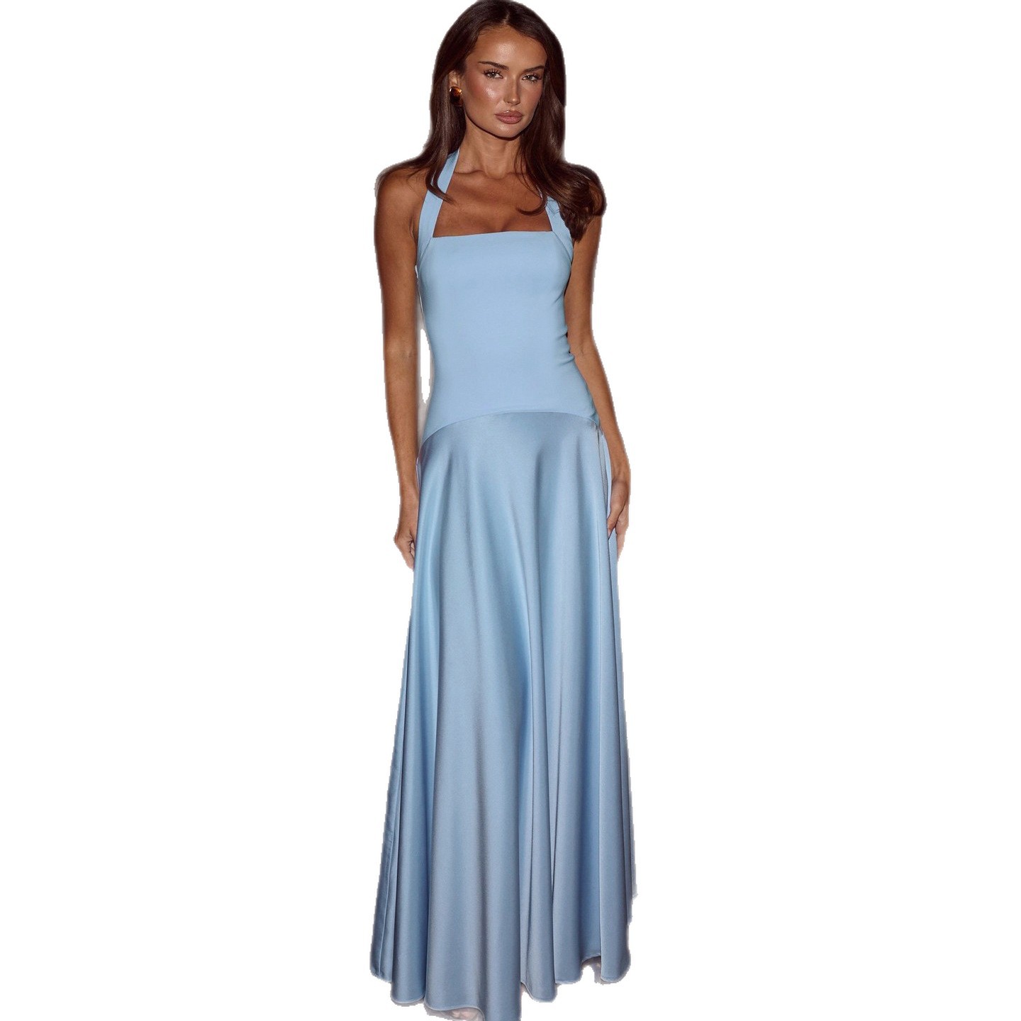 Aliexpress 2026 nuevo temperamento de verano cintura de cintura vestido largo cuello colgante vestido de espalda descubierta mujer image 5