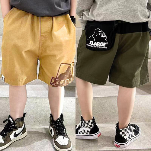 Children's Summer Outerwear 2024 New Japanese Style Pure Cotton Five-Button Business Trousers Thin Model for Middle and Small Children Baby Stylish