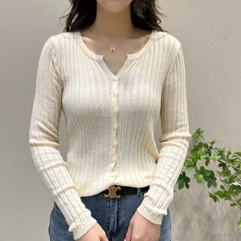 Spring and Autumn Thin Outer Cardigan, Versatile Long-Sleeved High-End Design Knitted Cardigan Top, Slimming Spring and Autumn Thin Outer Cardigan, Versatile Long-Sleeved High-End Design Knitted Cardigan Top, Slimming