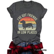 亚马逊跨境欧美五颜六色狗印花时尚宽松休闲短袖圆领T恤女