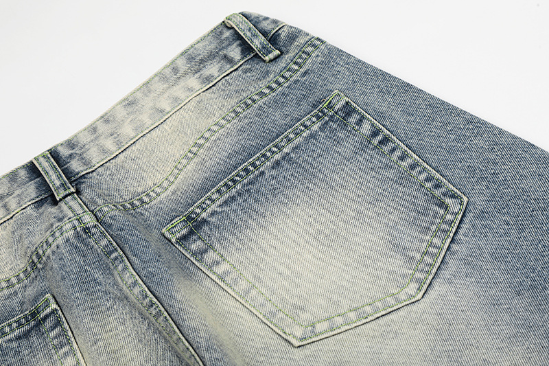 Retro Washed Rhinestone Straight Leg Jeans Loose Fit Casual Versatile Men Women High-End Design Summer Style_viptrois.com