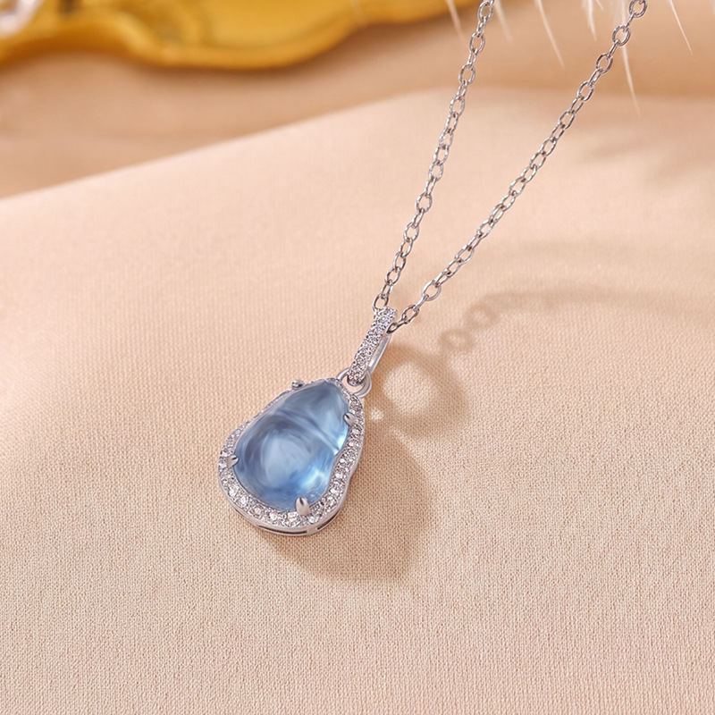 Mặt dây chuyền bạc S925 hình hồ lô xanh biển phong cách Trung Hoa — Mặt dây chuyền đơn - không có chuỗi