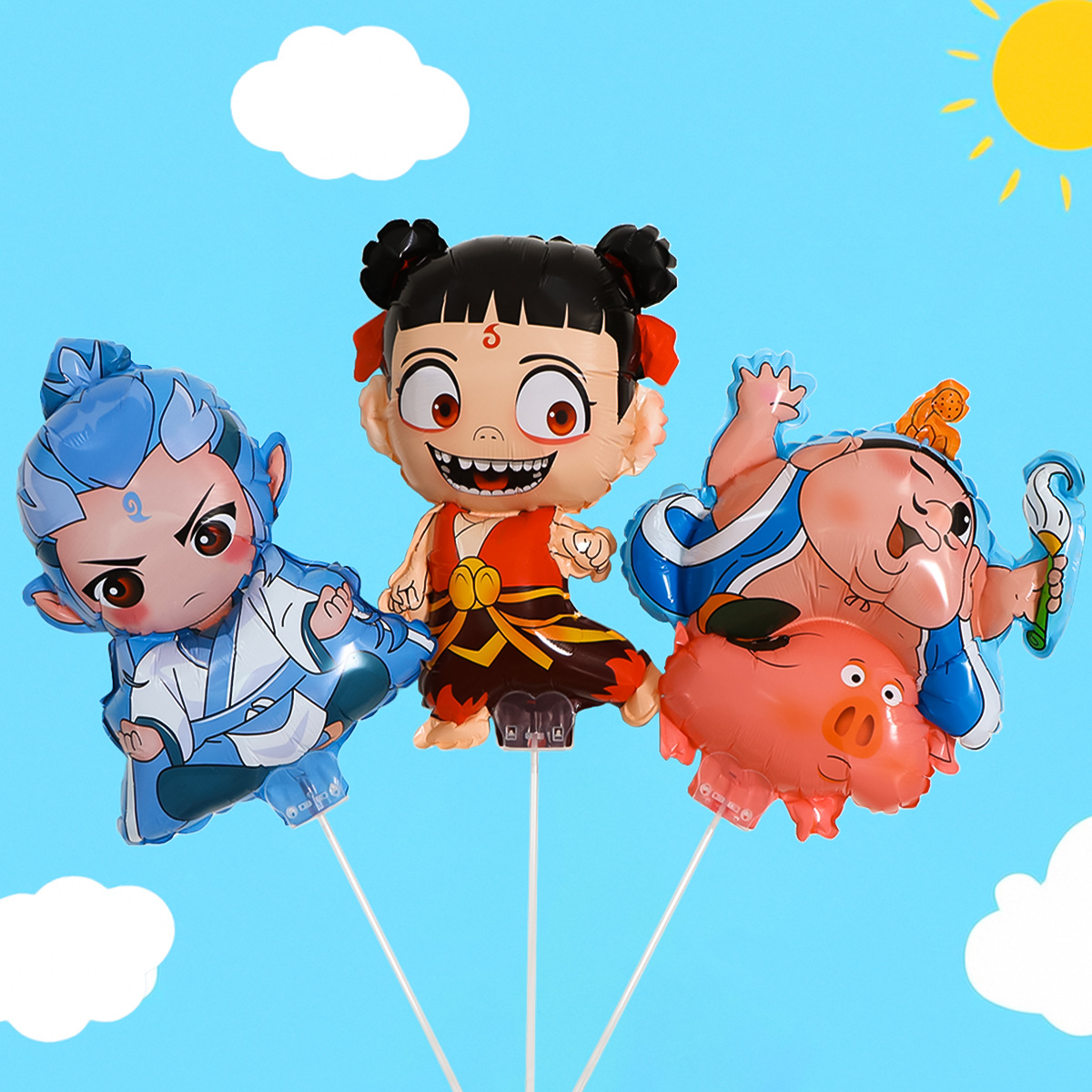 Red popularidad Nezha 's diablo niño haciendo el mar globo de película de aluminio regalos del mercado nocturno Nezha juguetes de dibujos animados