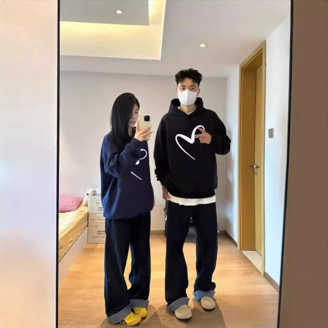 Модный американский дизайн с любовным принтом свитер с капюшоном для мужчин и женщин