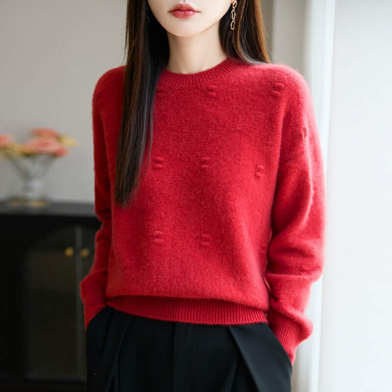 2026 Autumn and Winter New Style Round Neck Long-Sleeved Pure Color Loose Pullover Sweater Work Clothing Base Knitwear Outer Wear Top for Women 2026 Autumn and Winter New Style Round Neck Long-Sleeved Pure Color Loose Pullover Sweater Work Clothing Base Knitwear Outer Wear Top for Women