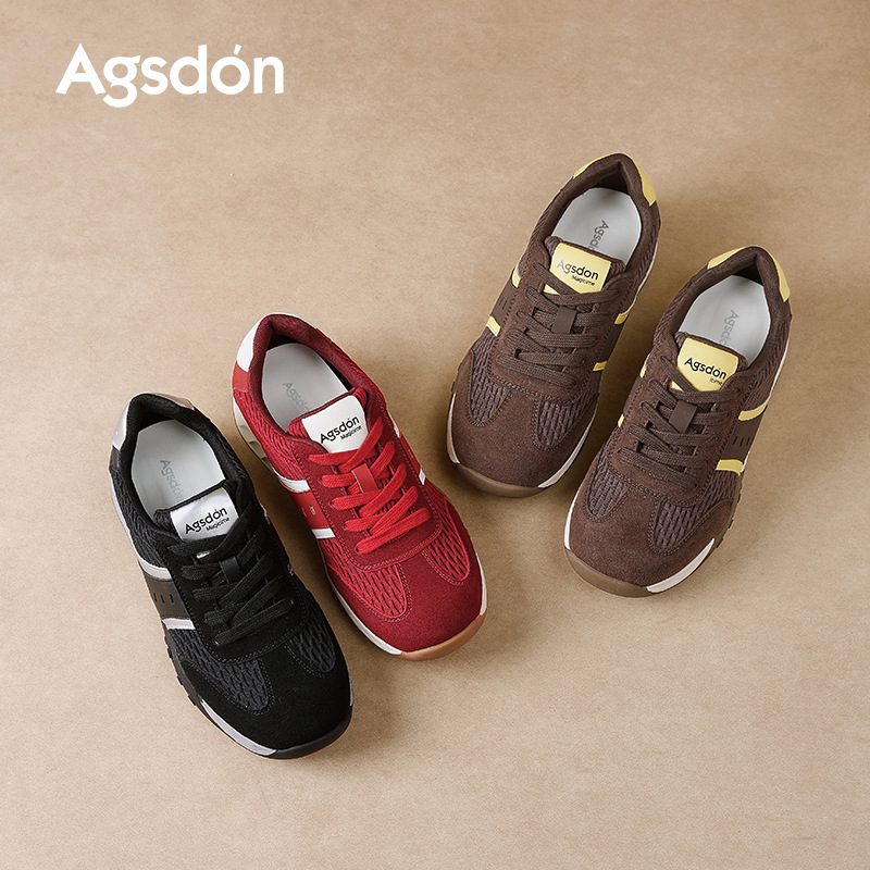 Zapatos de entrenamiento rojos para mujeres 2025 nuevos zapatos deportivos ligeros de otoño con suela gruesa, zapatos casuales retro