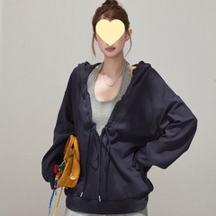 连帽秋季宽松抽绳卫衣条纹吊带衫两件套女2025秋冬季百搭显瘦上衣