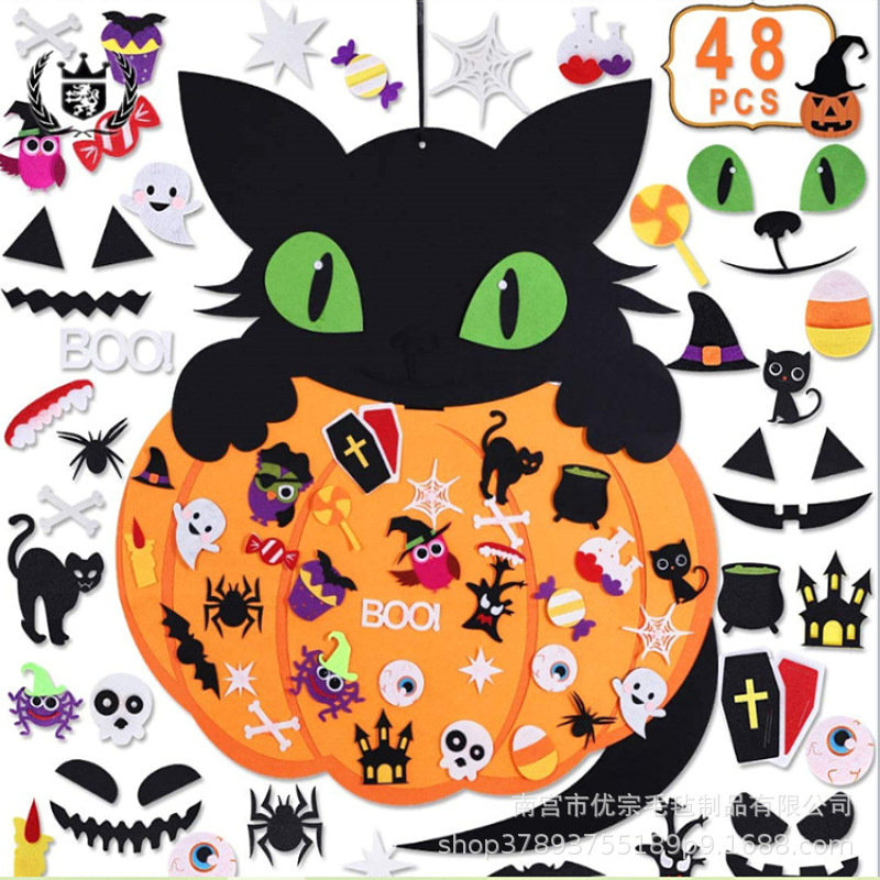 Cruzar la frontera de fieltro Halloween calabaza fiesta decoración vacaciones calabaza colgante decoración niños Halloween calabaza