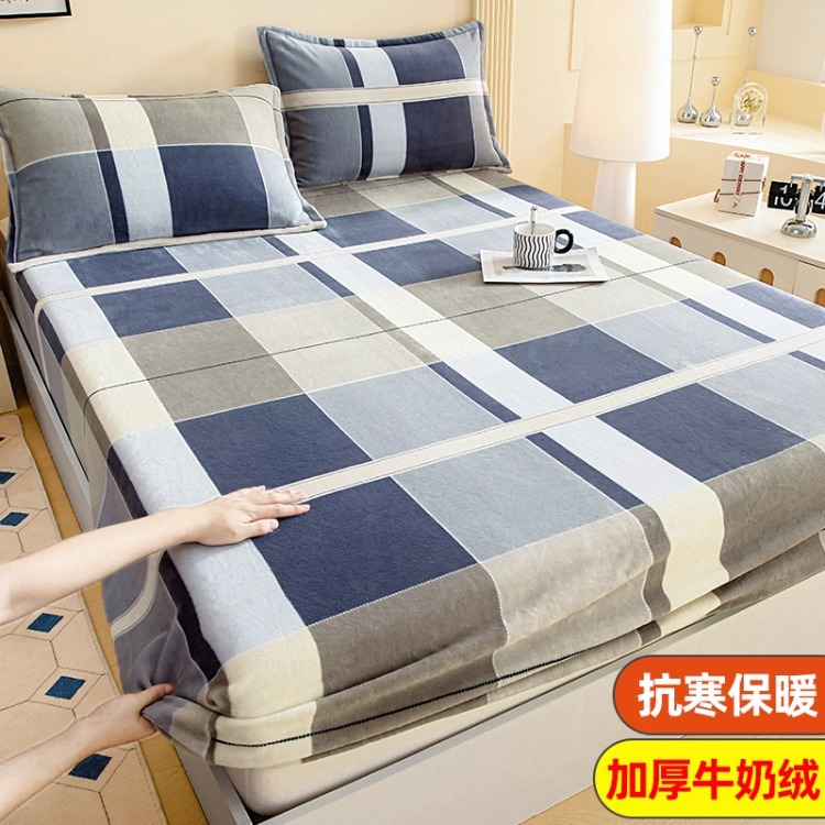 Niños caricaturas leche cama de terciopelo de invierno una sola pieza de terciopelo de colchón grueso cubierta de cama de terciopelo de coral cubierta de niño