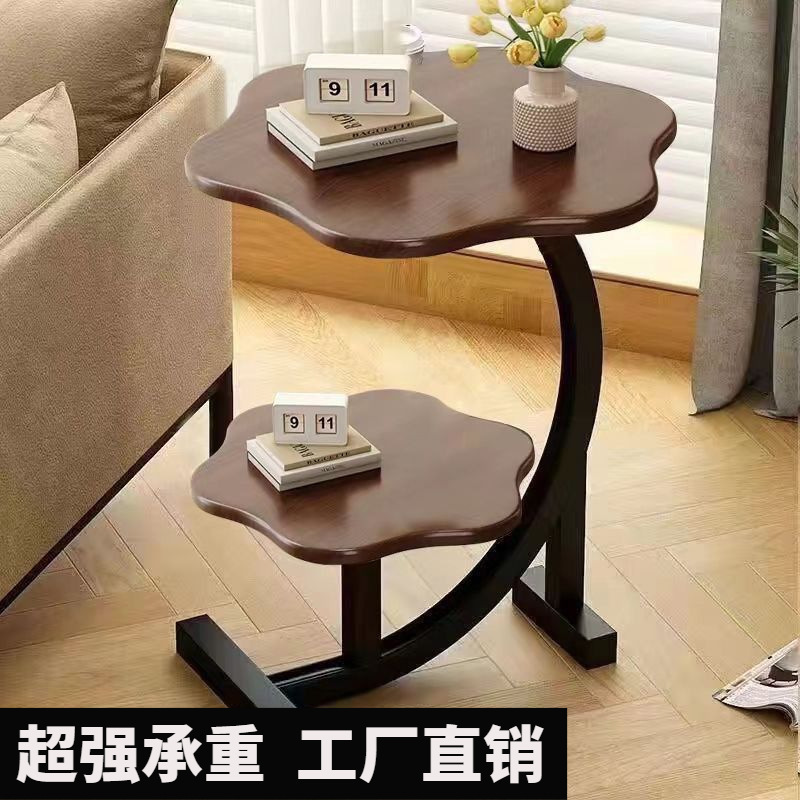 Mesita de noche lateral de lujo ligero de estilo nórdico, mesa auxiliar de sofá de sala de estar, mesa de centro simple, rejilla simple de celebridades de Internet moderna