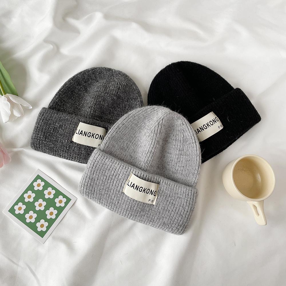 Winter woolen men's and women's solid color warm ear protection, loose cold hat, knitted hat_voghion.com