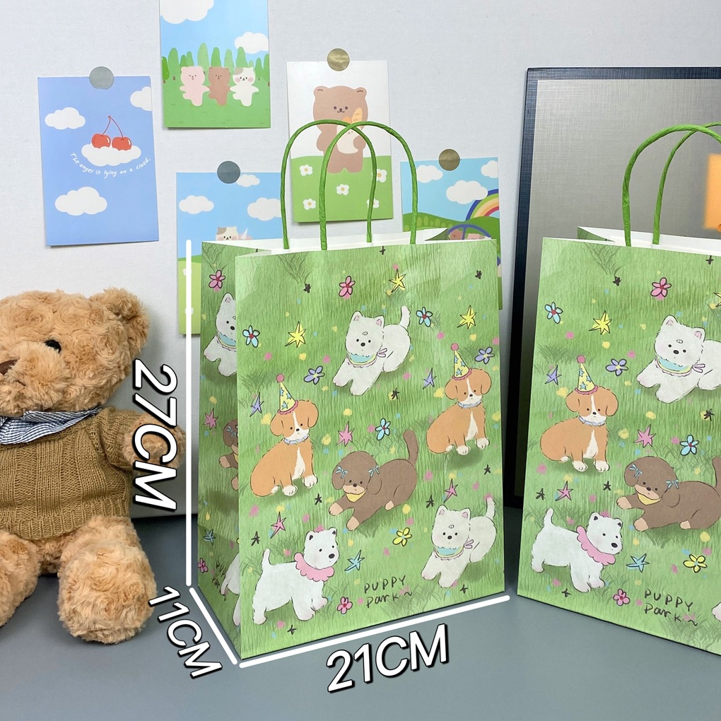 녹색 잔디 강아지 [새 스타일], 흰색 소가죽, 대형 21*11*27cm(특정 치수는 그림과 같습니다)