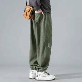 加绒加厚日系男士工装裤秋冬款束脚新款潮牌宽松百搭潮流休闲裤男