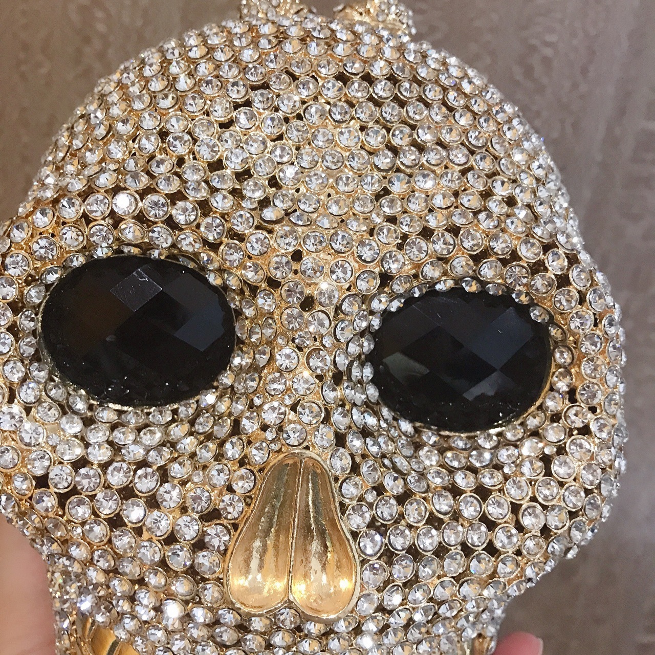 Bolsa de cena de diamantes de Halloween calavera de metal de diamantes de damas embrague de piedra plata