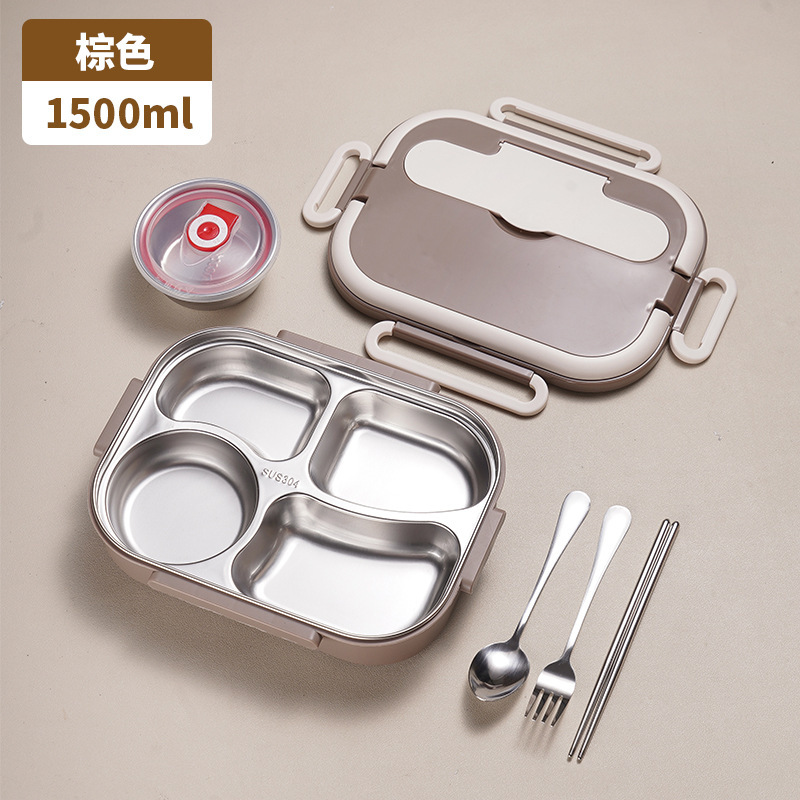 不锈钢保温饭盒学生专用304食堂餐盘分格上班族便携微波炉便当盒|undefined