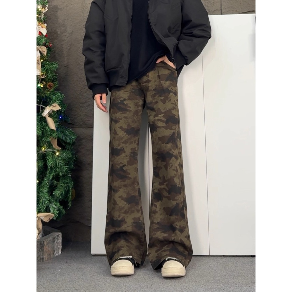 Primavera y otoño de 2025 estilo americano de moda vintage de moda japonesa vaqueros de color camuflado simple image 6