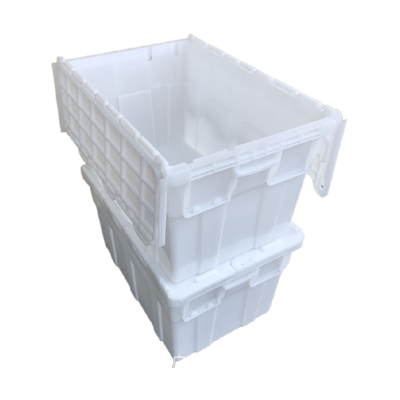 厂家现货食品厂周转配送箱 斜插式物流箱 翻盖带盖塑胶储物箱