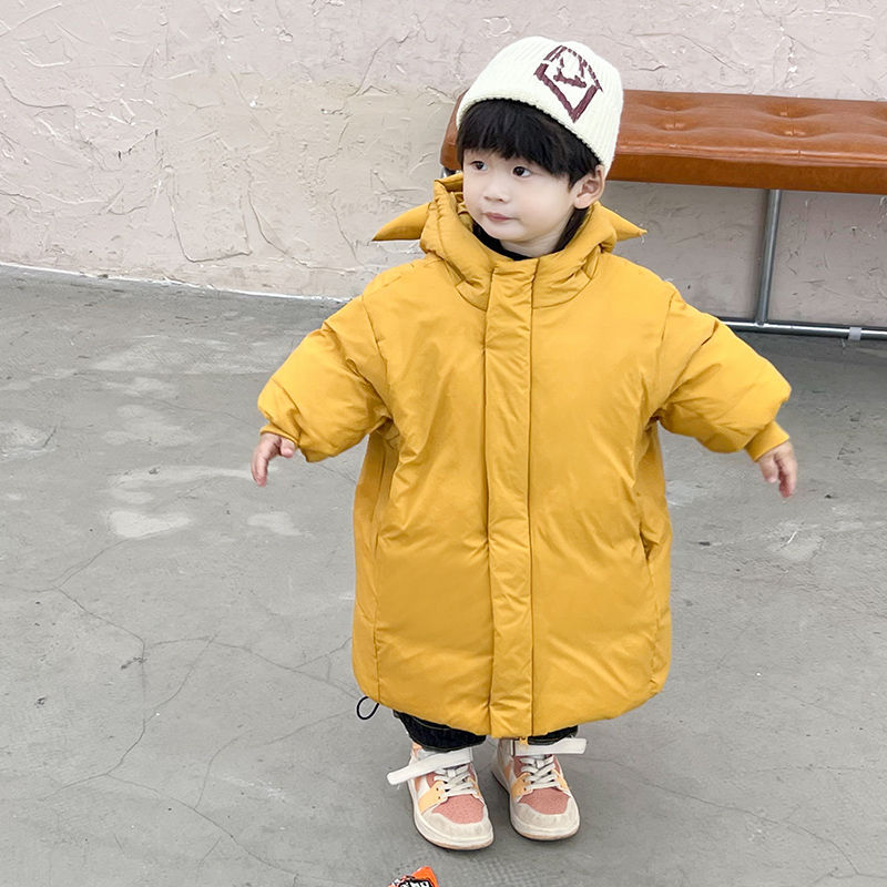 白鸭绒羽绒服儿童中长新款羽绒服冬季洋气宝宝羽绒服加厚冬装外套