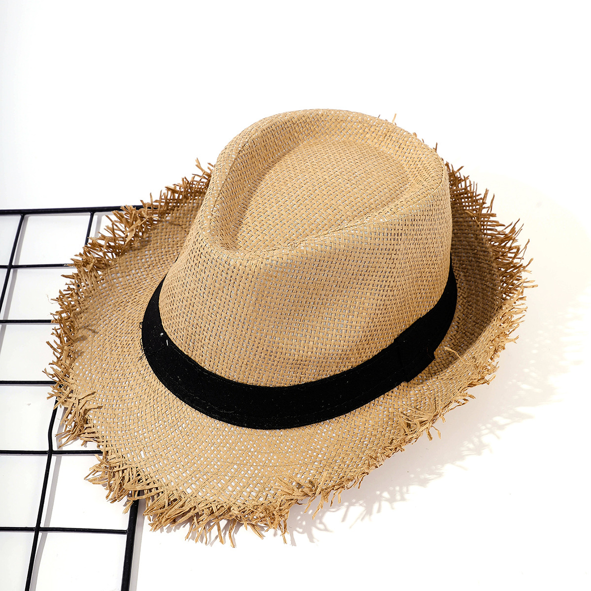 Estilo coreano transpirable sombrero superior color sólido protección solar playa sombrero viaje al aire libre Jazz sombrero retro sombrero de paja para personas de mediana edad y ancianos