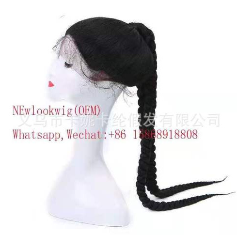 Europa y los Estados Unidos comercio electrónico transfronterizo Amazon frente encaje trenzado de dos hebras grandes trenzadas europeas y estadounidenses pelucas negras en stock 007