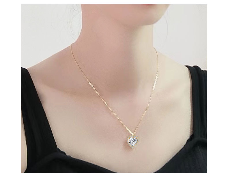925 Sterling Silver Material 925 Sterling Silver Cable Chain Plating Heart Shape Pendant Necklace