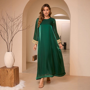 Cross-Border Fashion Muslim Clothing Dress for Women Middle East Aliexpress New Temperament Splicing Robe Ready for Sale