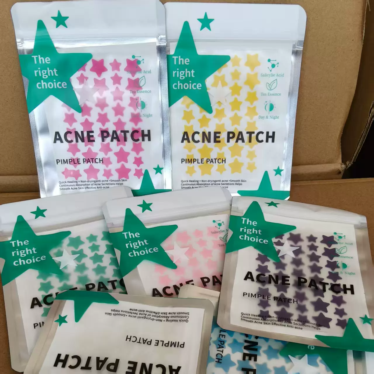 跨境热卖水胶体星星痘痘贴温和吸脓祛痘贴遮瑕防汗超贴肤独立包装